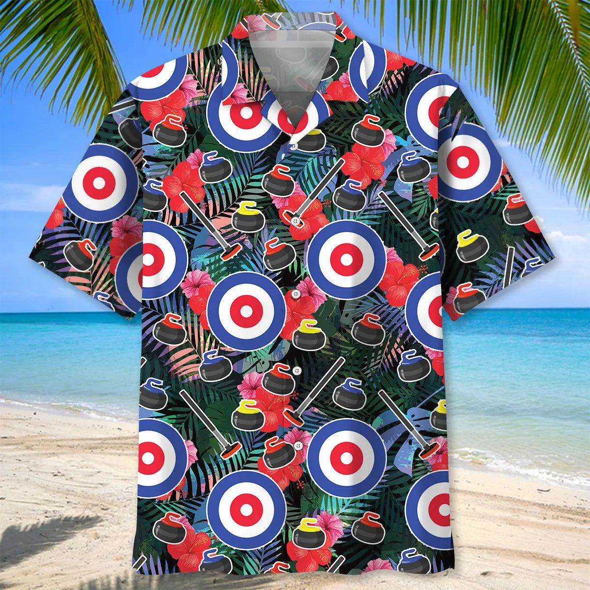 Tropical Curling Hawaiian Shirt For Summer Vacation, Beach Travel, And Casual Wear