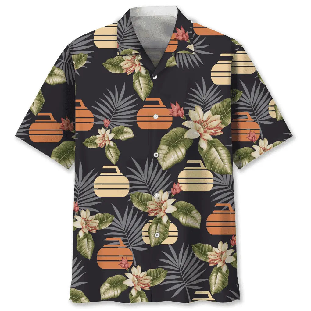 Tropical Curling Hawaiian Shirt For Coastal Travel, Casual Events, And Comfortable Summer Wear