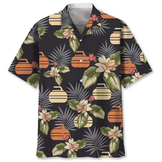Tropical Curling Hawaiian Shirt For Coastal Travel, Casual Events, And Comfortable Summer Wear
