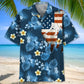 American Tropical Curling Blue Hawaiian Shirt For Heritage Inspired Events, Beach Travel, And Thoughtful Gifting