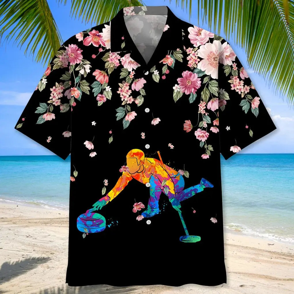 Floral Curling Watercolors Hawaiian Shirt For Tropical Holidays, Outdoor Gatherings, And Everyday Comfort