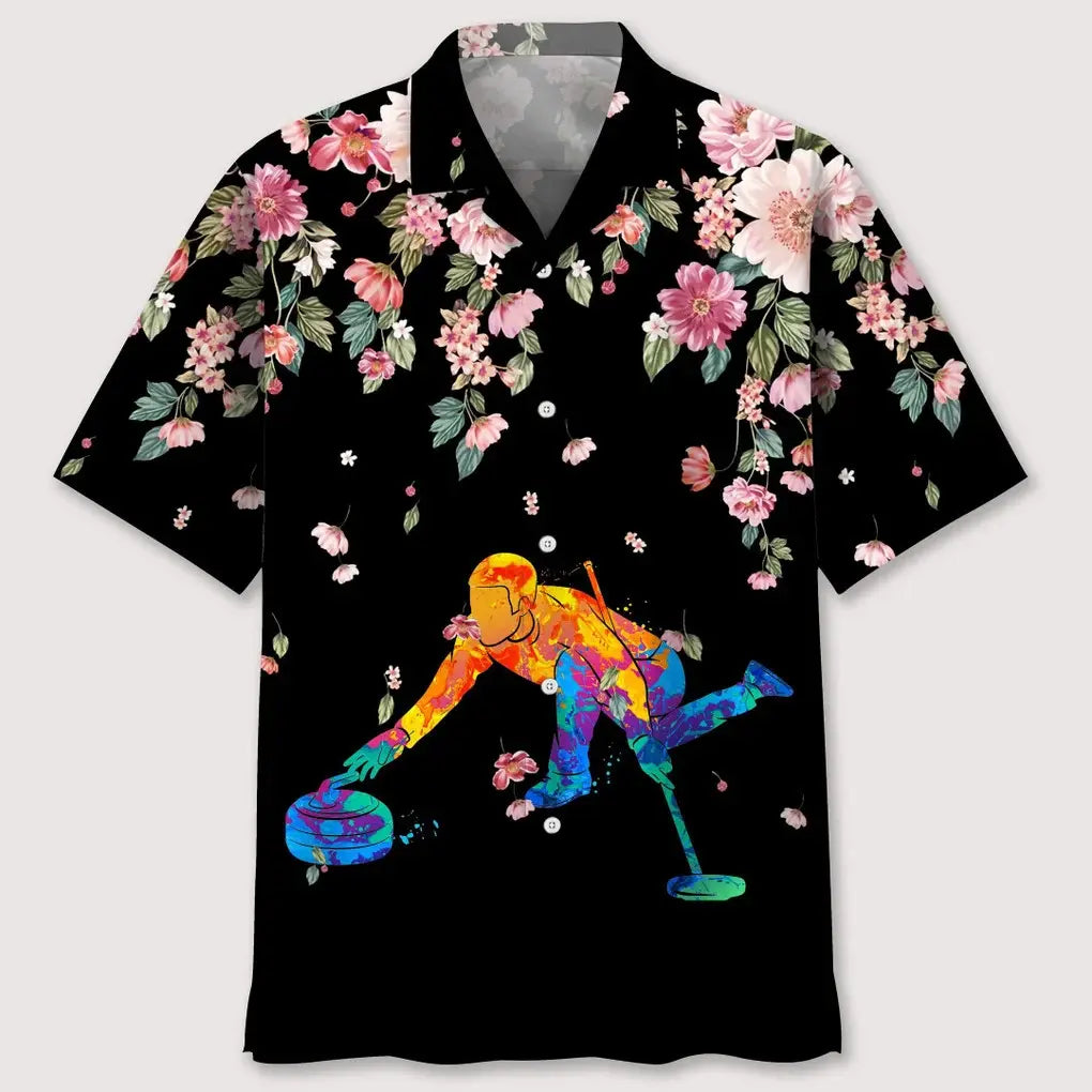 Floral Curling Watercolors Hawaiian Shirt For Tropical Holidays, Outdoor Gatherings, And Everyday Comfort