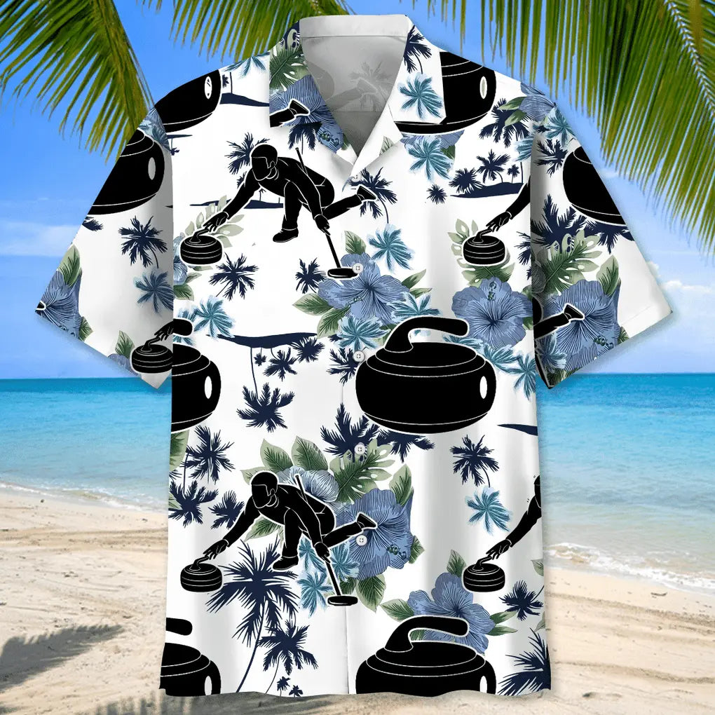 Curling White Nature Hawaiian Shirt For Coastal Travel, Casual Events, And Comfortable Summer Wear