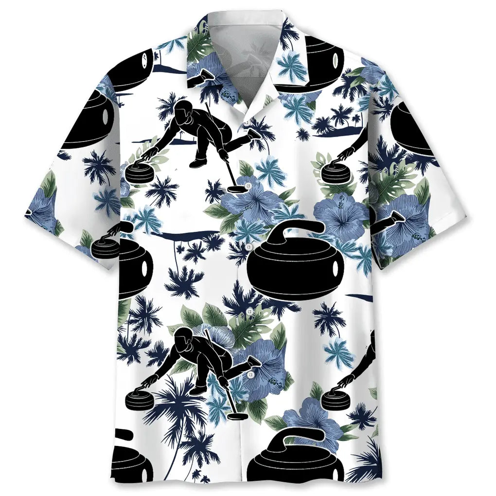 Curling White Nature Hawaiian Shirt For Coastal Travel, Casual Events, And Comfortable Summer Wear