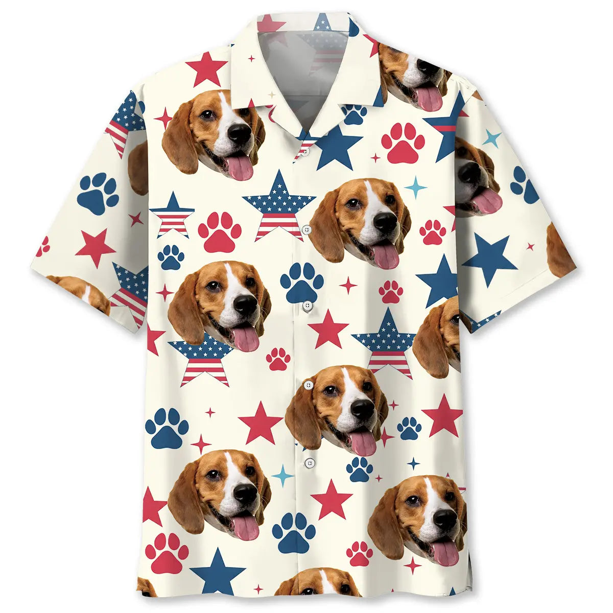 Retro Personalized Photo Dog Face Paws Prints Hawaiian Shirt For Beach Days, Summer Outings, And Thoughtful Gift Giving