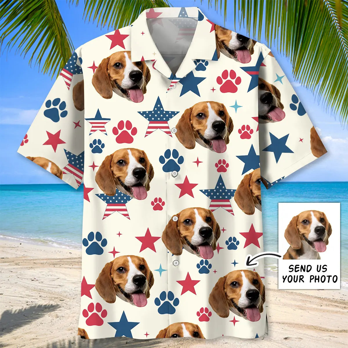 Retro Personalized Photo Dog Face Paws Prints Hawaiian Shirt For Beach Days, Summer Outings, And Thoughtful Gift Giving
