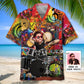 Vintage Personalized Photo Face Drum Hawaiian Shirt For Festival Travel, Beach Gatherings, And Relaxed Summer Style