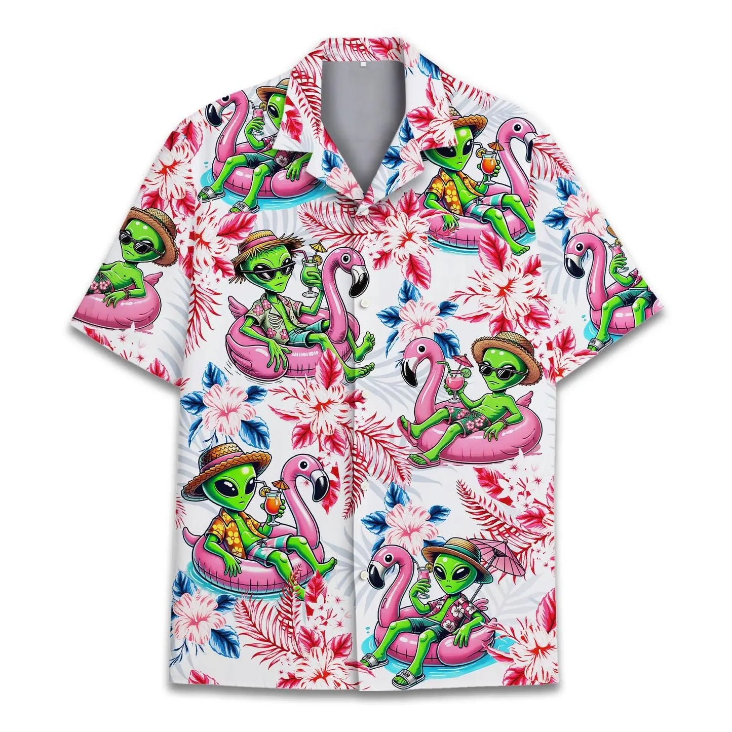 Tropical Island Alien Aloha Hawaiian Shirt For Tropical Holidays, Outdoor Gatherings, And Everyday Comfort