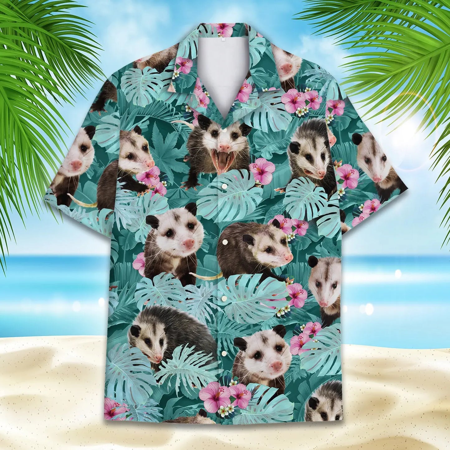 Tropical Island Opossum Aloha Hawaiian Shirt For Tropical Holidays, Resort Trips, And Relaxed Coastal Style