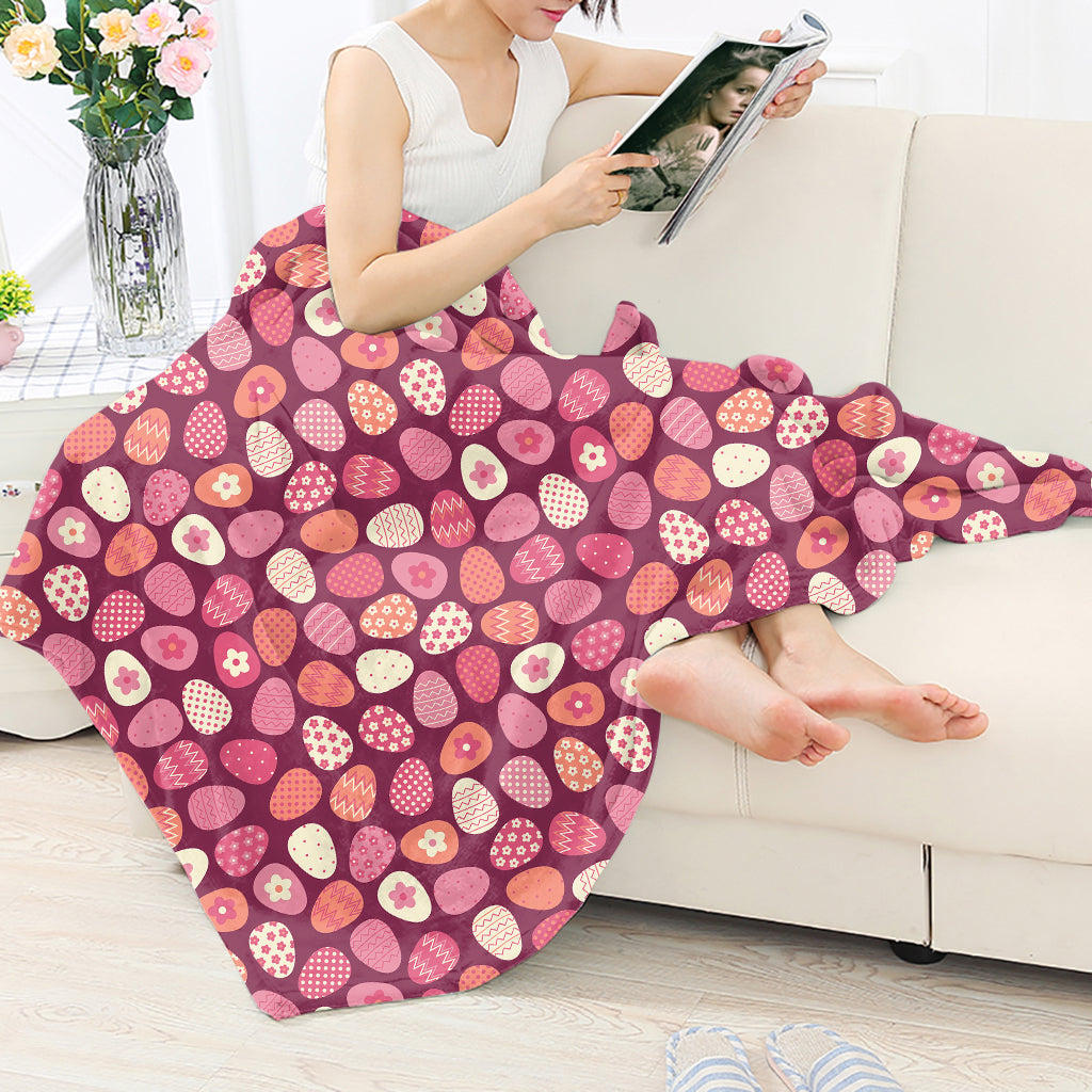 Colorful Easter Egg Pattern Flannel Blanket For Cozy Bedroom Sofa Decor