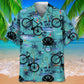 Cycling Blue Beach Hawaiian Shirt For Summer Vacation, Beach Travel, And Casual Wear