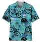 Cycling Blue Beach Hawaiian Shirt For Summer Vacation, Beach Travel, And Casual Wear