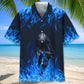 Cycling Blue Fire Hawaiian Shirt For Island Vacations, Resort Wear, And Relaxed Seasonal Style