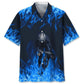Cycling Blue Fire Hawaiian Shirt For Island Vacations, Resort Wear, And Relaxed Seasonal Style