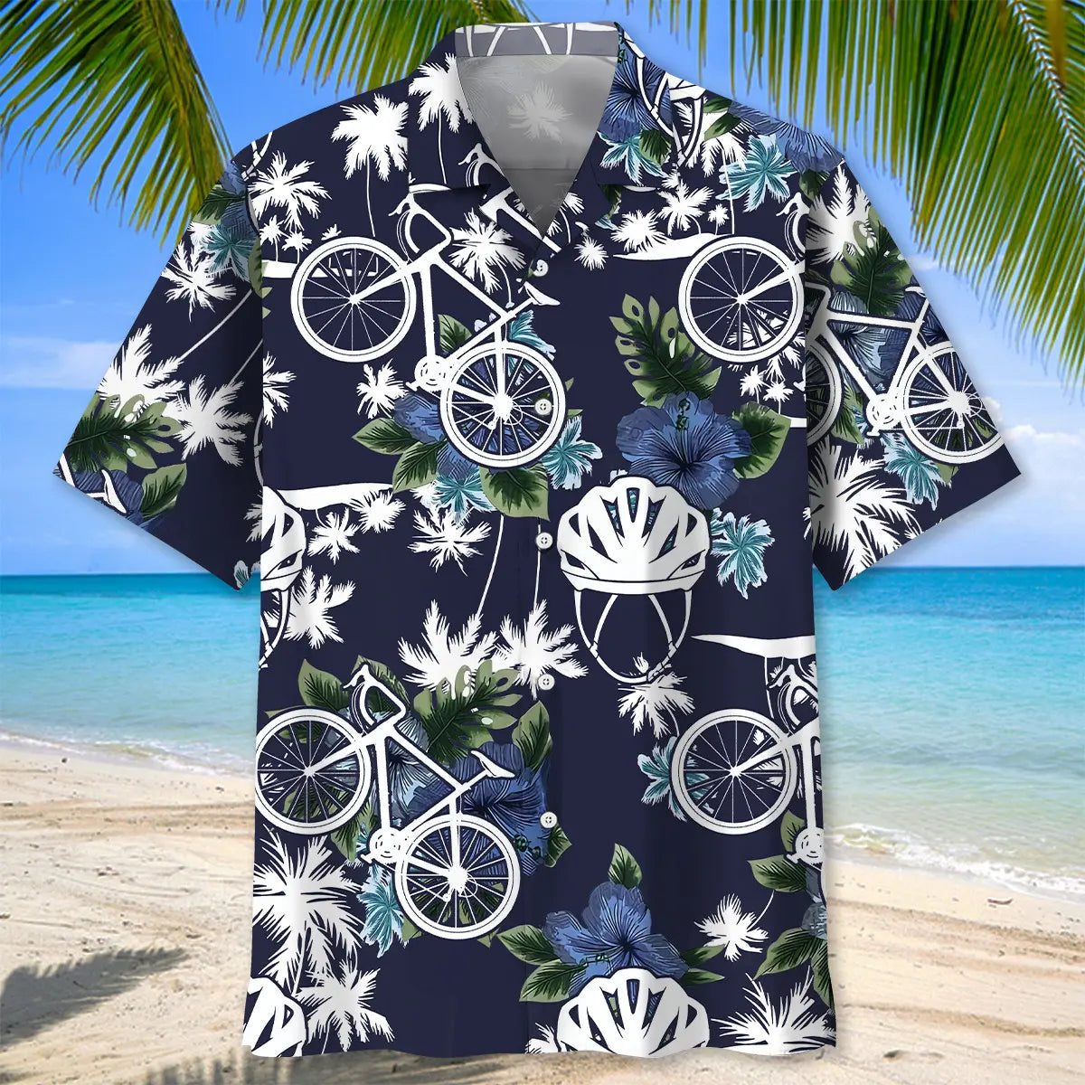 Cycling Blue Nature Hawaiian Shirt For Coastal Adventure And Casual Wear