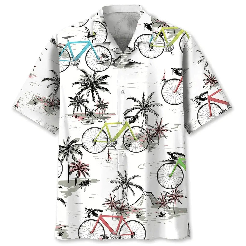 Cycling Coconut Hawaiian Shirt For Active Holidays, Resort Trips, And Warm Weather Gatherings