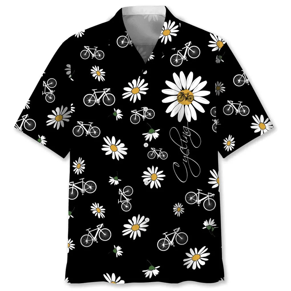 Cycling Daisy Hawaiian Shirt For Outdoor Adventures, Coastal Travel, And Comfortable Casual Style