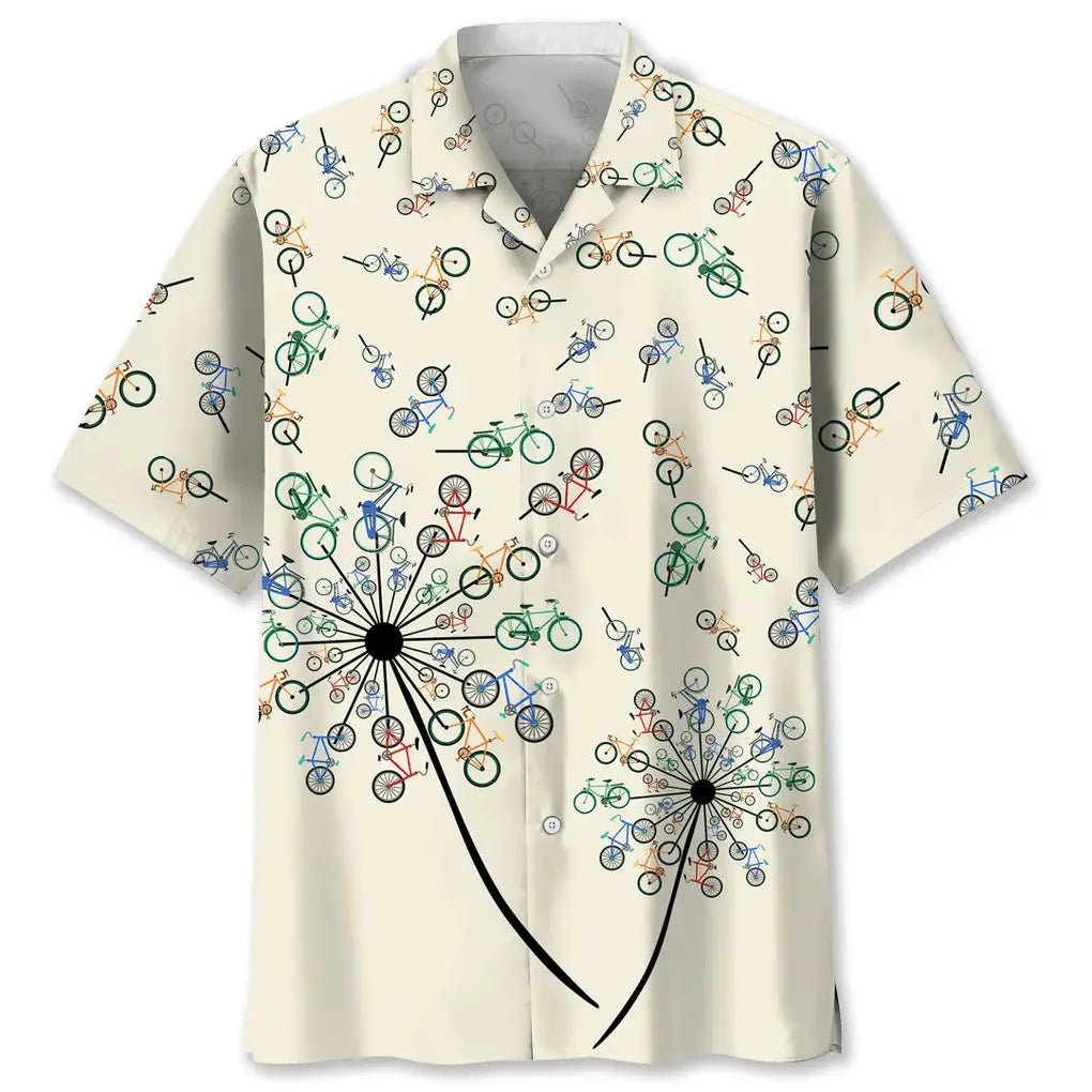 Cycling Dandelion Hawaiian Shirt For Resort Trips, Coastal Parties, And Warm Weather Style