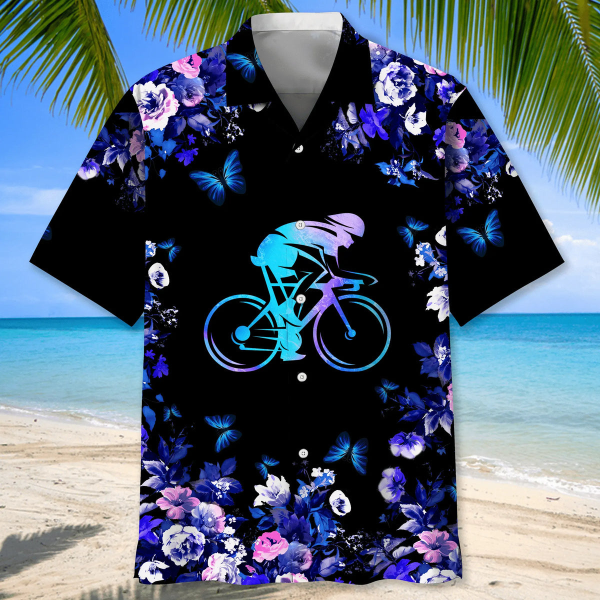 Colorful Cycling Nature Hawaiian Shirt For Active Holidays, Resort Trips, And Warm Weather Gatherings
