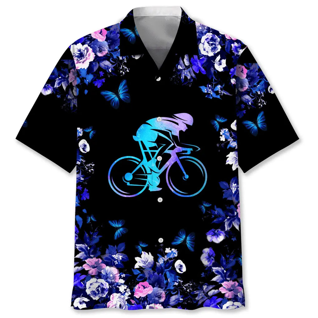 Colorful Cycling Nature Hawaiian Shirt For Active Holidays, Resort Trips, And Warm Weather Gatherings