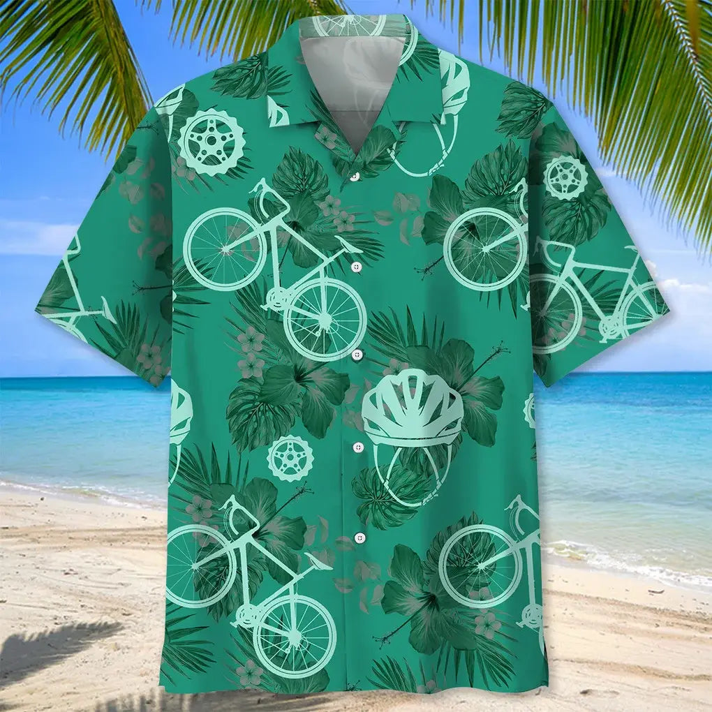 Cycling Kelly Green Hawaiian Shirt For Beach Days, Summer Outings, And Thoughtful Gift Giving