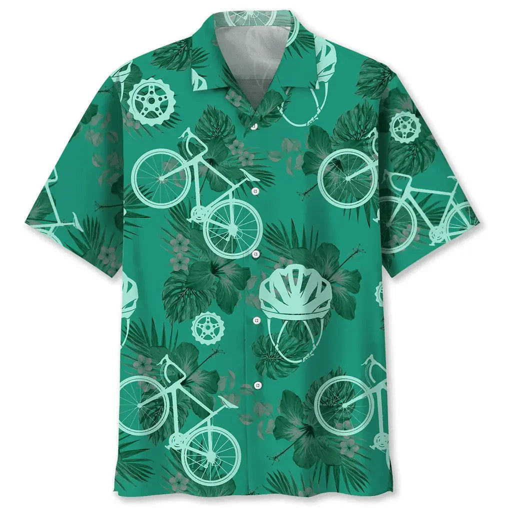 Cycling Kelly Green Hawaiian Shirt For Beach Days, Summer Outings, And Thoughtful Gift Giving