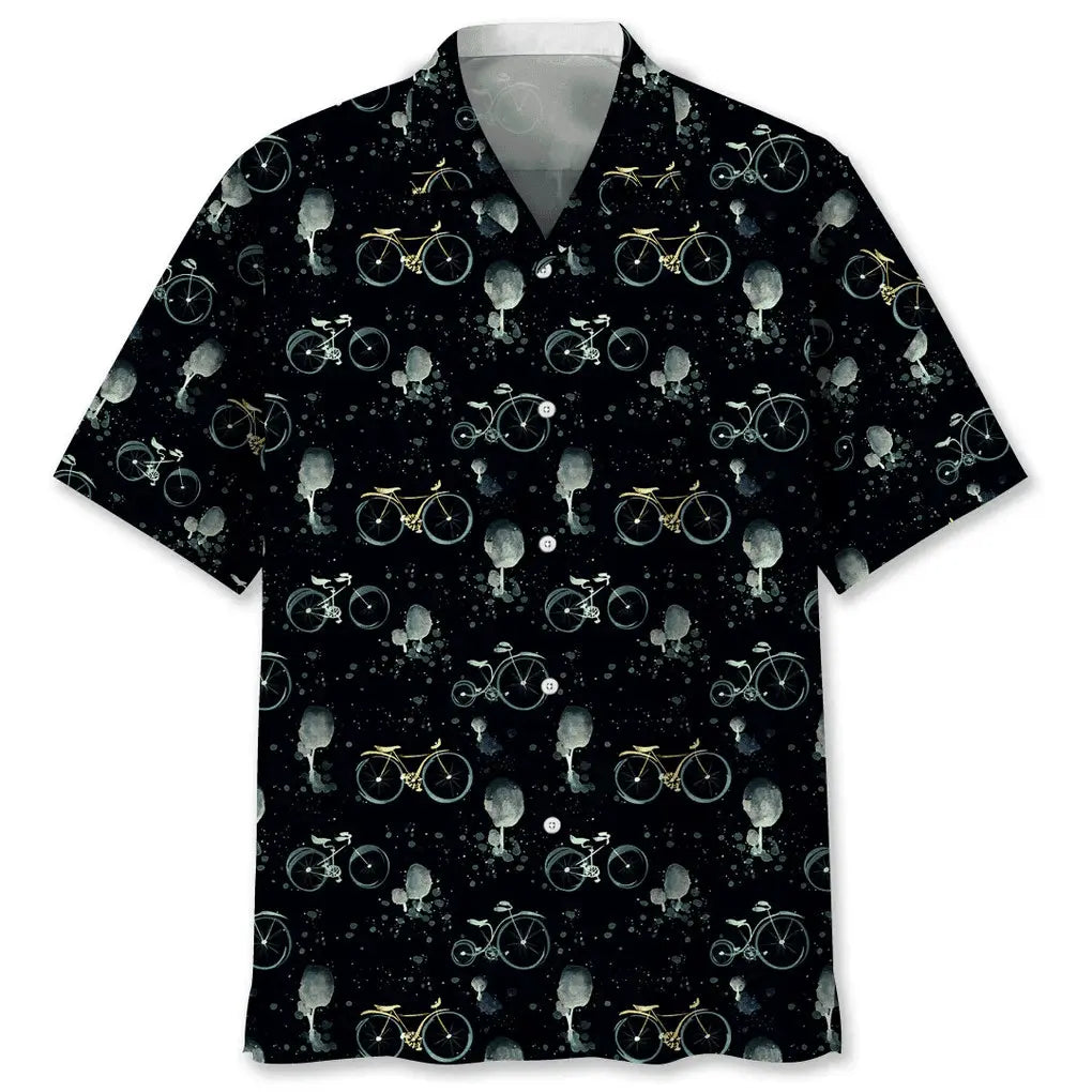 Vintage Cycling Light Hawaiian Shirt For Outdoor Adventures, Coastal Travel, And Comfortable Casual Style