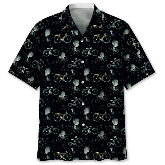 Vintage Cycling Light Hawaiian Shirt For Outdoor Adventures, Coastal Travel, And Comfortable Casual Style