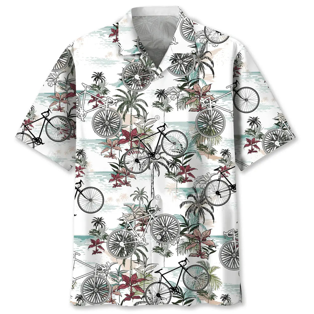 Cycling Nature Hawaiian Shirt For Summer Vacation, Beach Travel, And Casual Wear