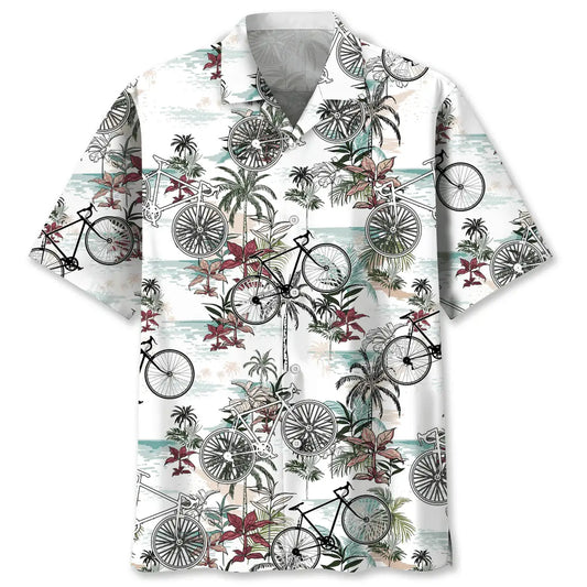 Cycling Nature Hawaiian Shirt For Summer Vacation, Beach Travel, And Casual Wear