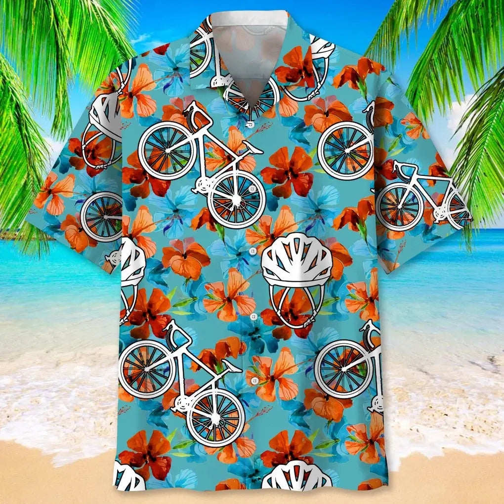 Tropical Cycling Nature Hawaiian Shirt For Active Holidays, Resort Trips, And Warm Weather Gatherings