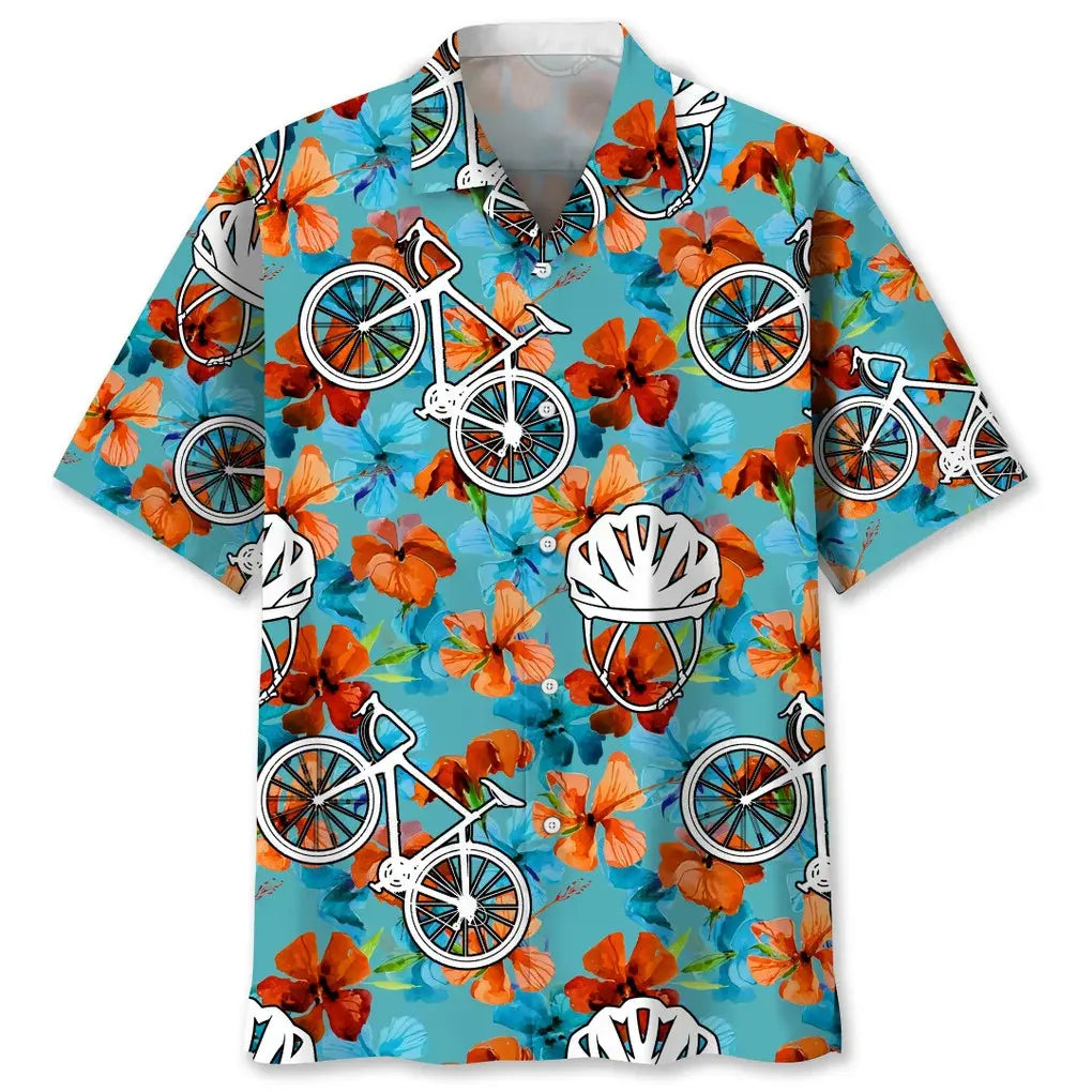 Tropical Cycling Nature Hawaiian Shirt For Active Holidays, Resort Trips, And Warm Weather Gatherings