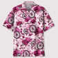 Floral Cycling Pink Hawaiian Shirt For Coastal Travel, Casual Events, And Comfortable Summer Wear