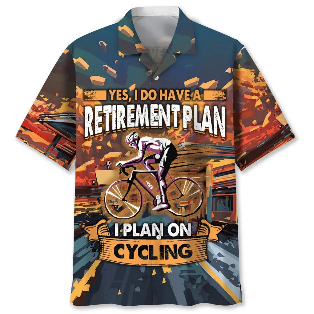 Cycling Retirement Plan Hawaiian Shirt For Summer Vacation, Beach Travel, And Casual Wear