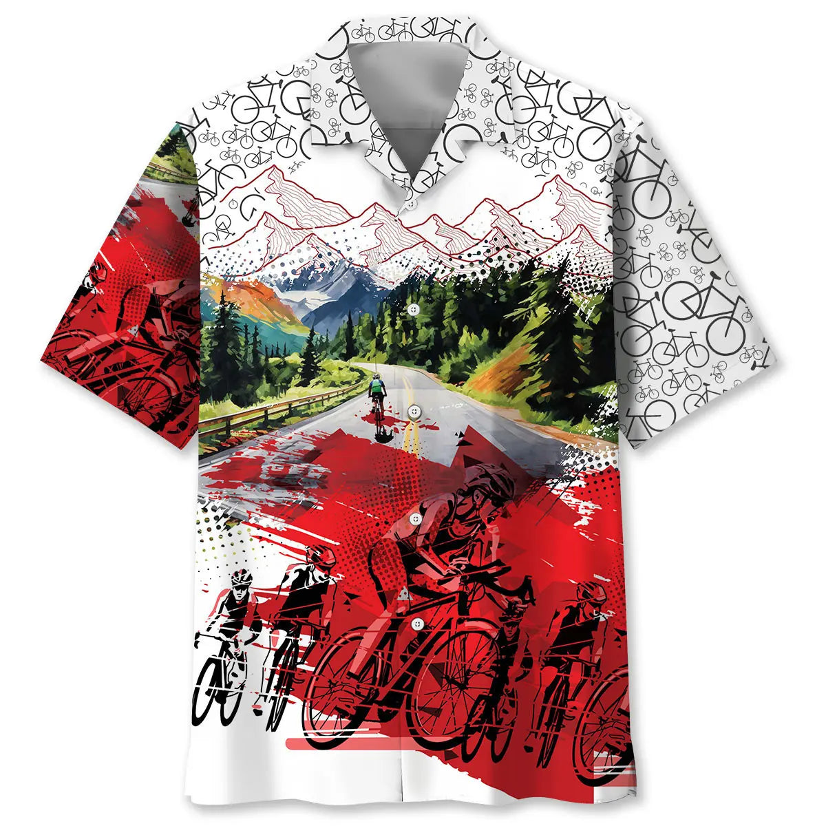Cycling Route Hawaiian Shirt For Beachside Event And Resort Wear