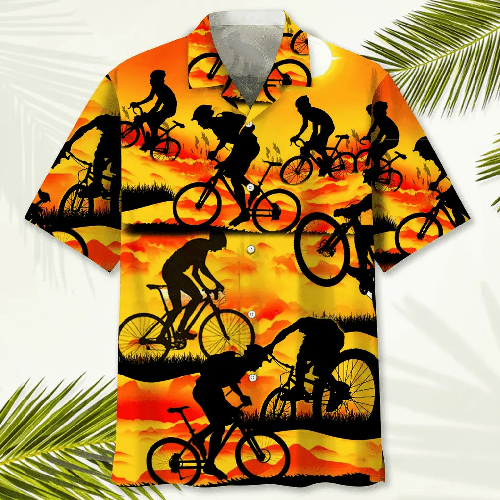 Cycling Sunshine Hawaiian Shirt For Beach Days, Summer Outings, And Thoughtful Gift Giving