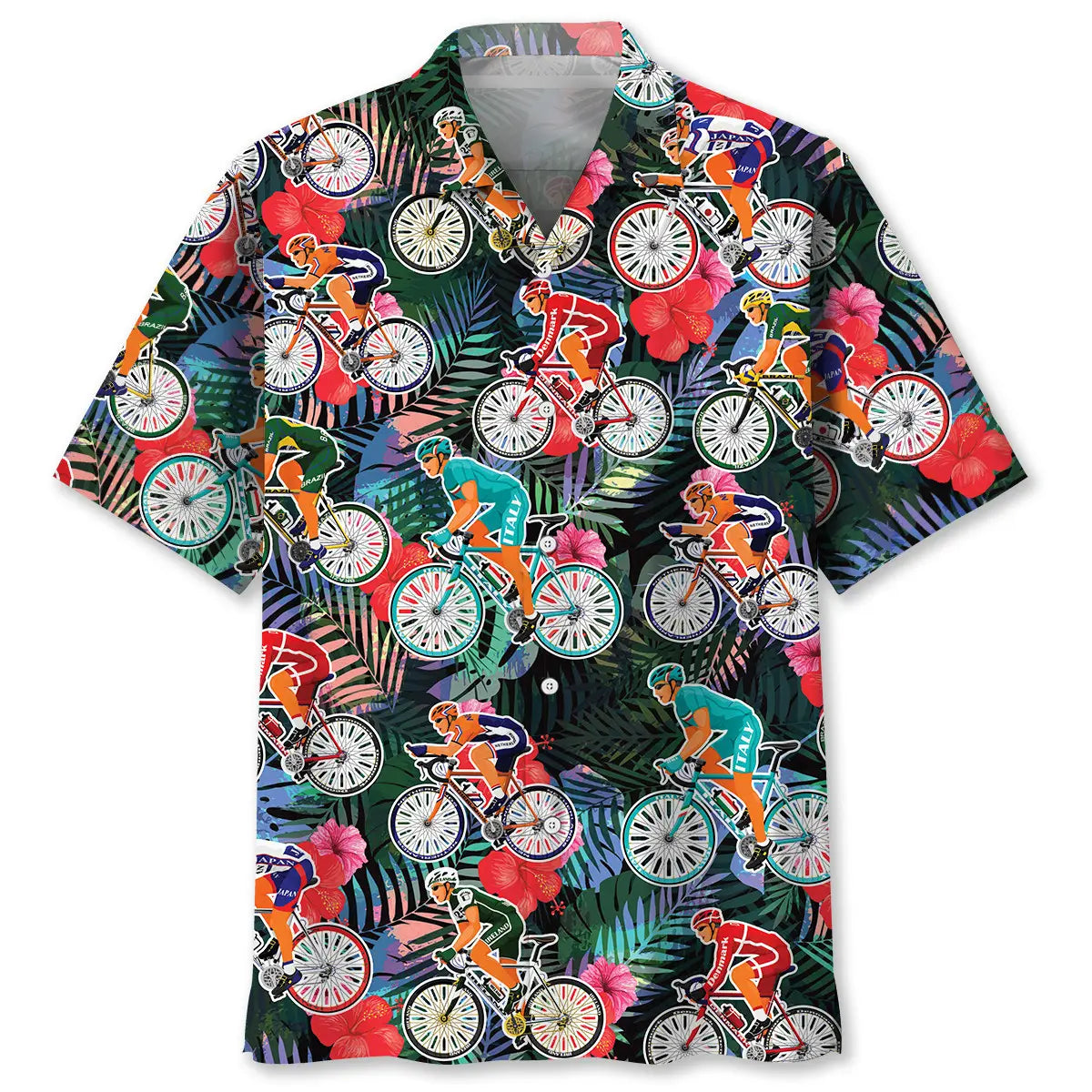 Tropical Cycling Hawaiian Shirt For Active Holidays, Resort Trips, And Warm Weather Gatherings