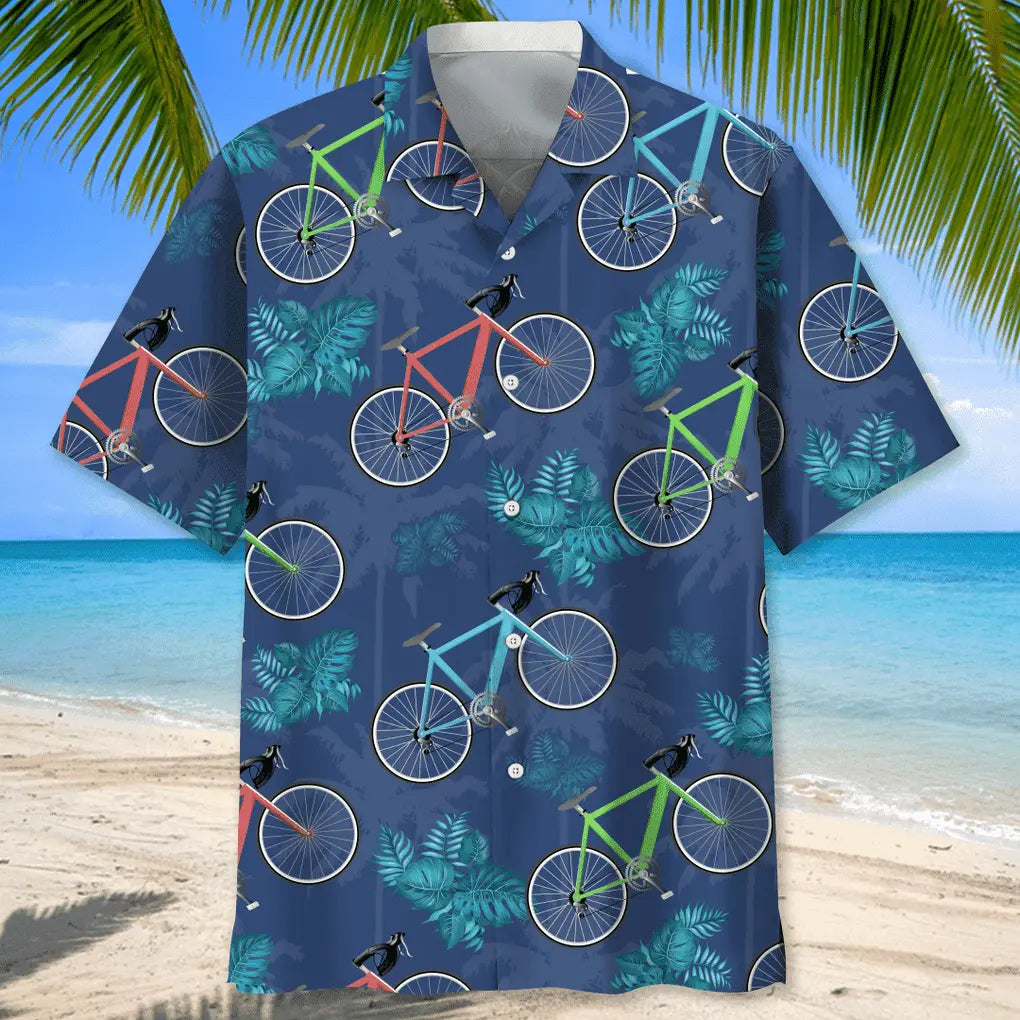 Tropical Cycling Hawaiian Shirt For Active Holidays, Resort Trips, And Warm Weather Gatherings