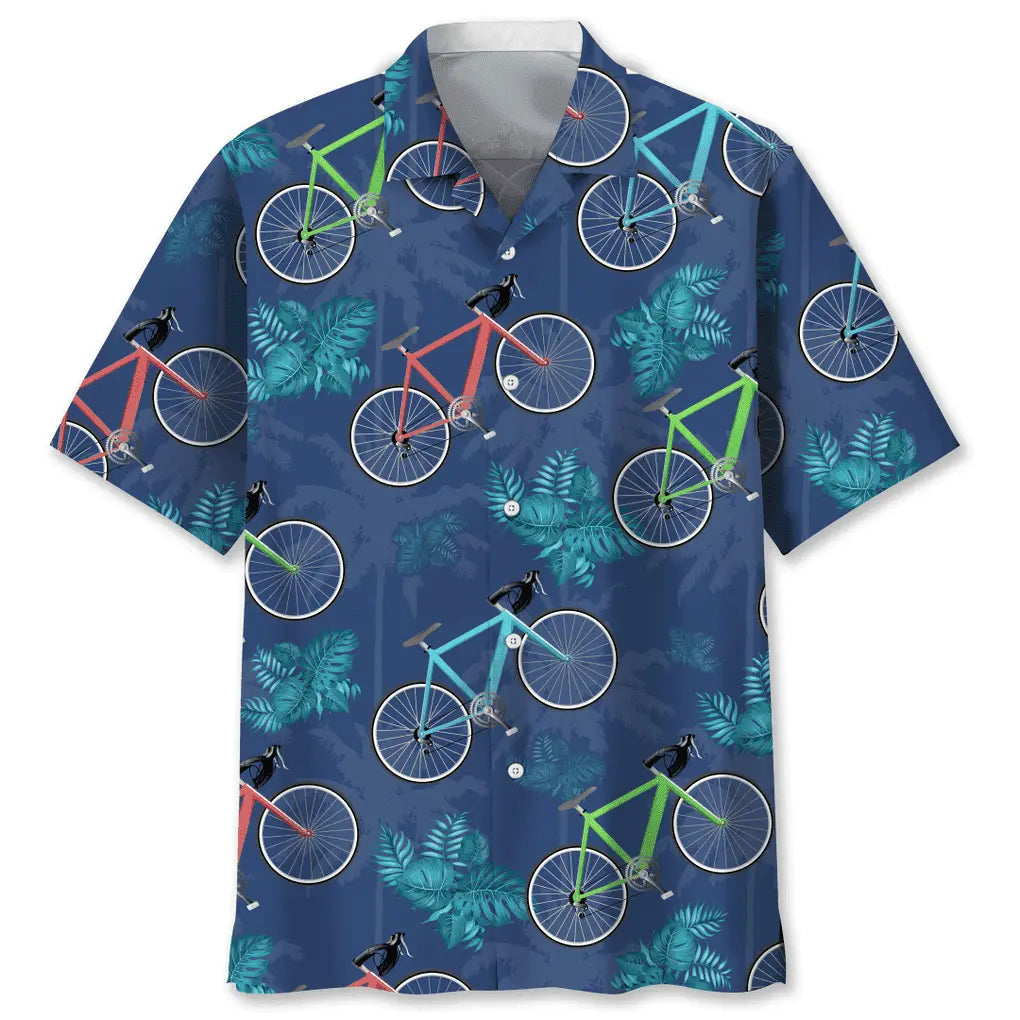 Tropical Cycling Hawaiian Shirt For Active Holidays, Resort Trips, And Warm Weather Gatherings