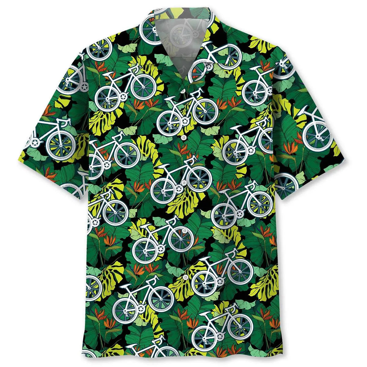 Tropical Cycling Hawaiian Shirt For Outdoor Adventures, Coastal Travel, And Comfortable Casual Style