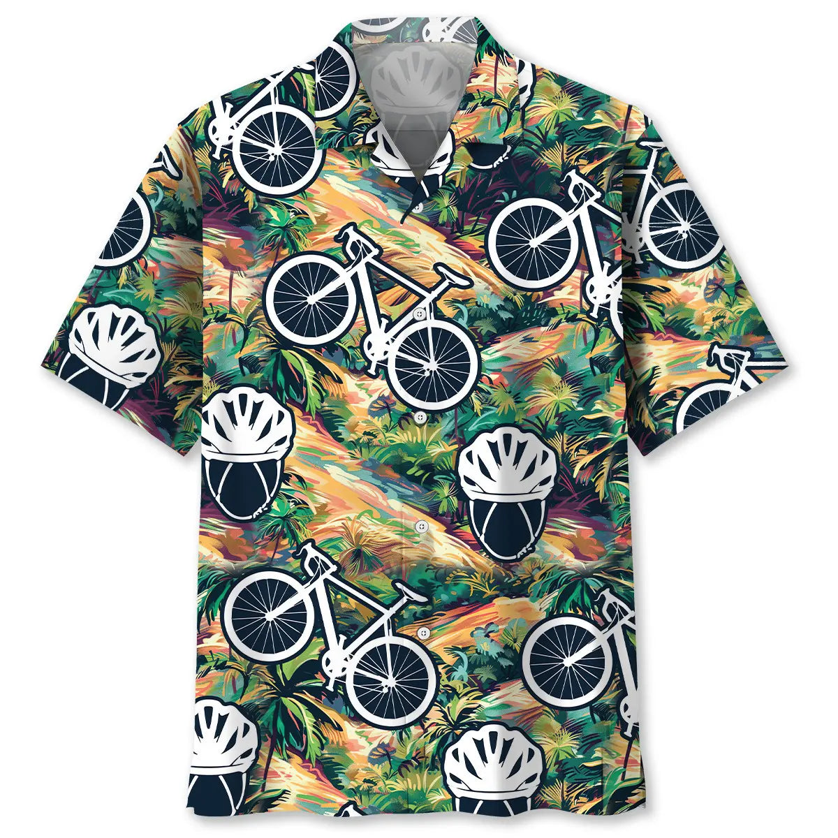 Tropical Cycling Terrain Hawaiian Shirt For Outdoor Adventures, Coastal Travel, And Comfortable Casual Style