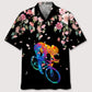 Floral Cycling Watercolors Hawaiian Shirt For Resort Trips, Coastal Parties, And Warm Weather Style