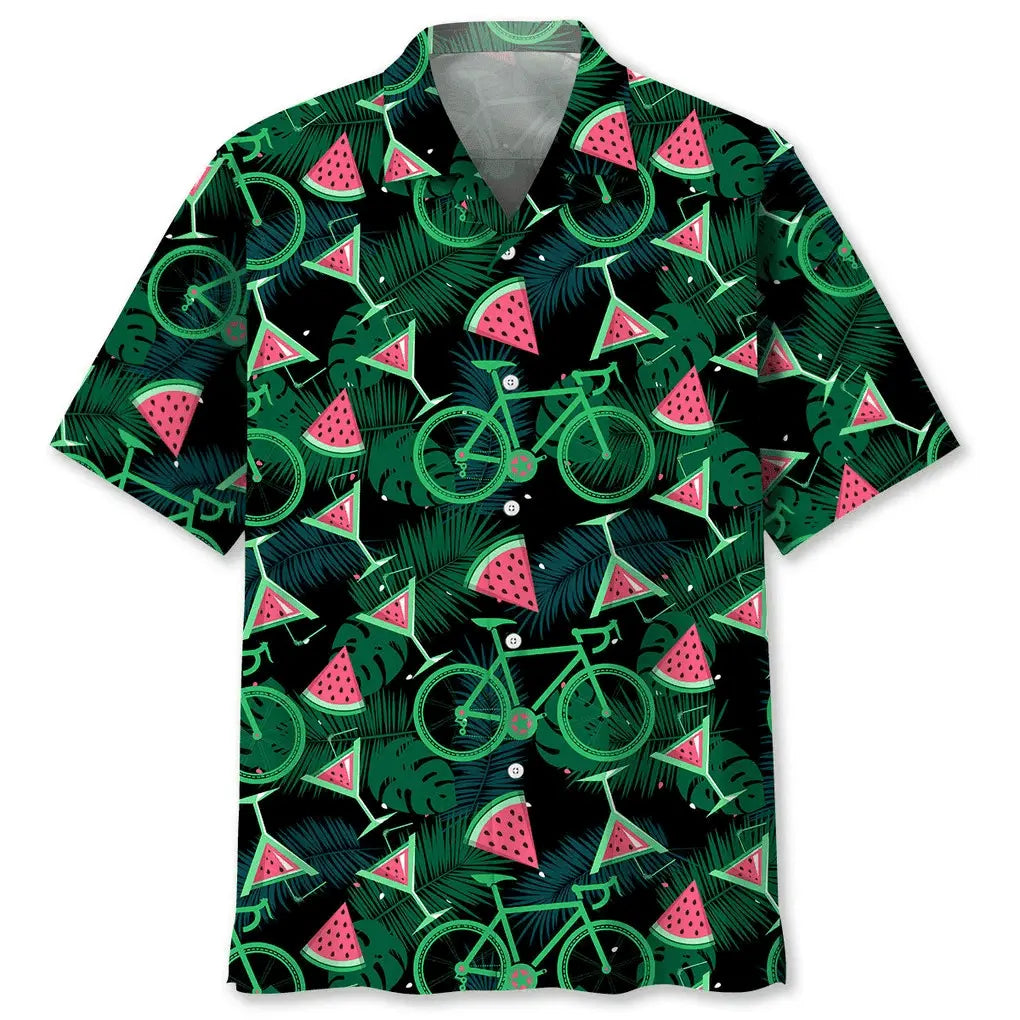 Cycling Watermelon Hawaiian Shirt For Beach Days, Summer Outings, And Thoughtful Gift Giving