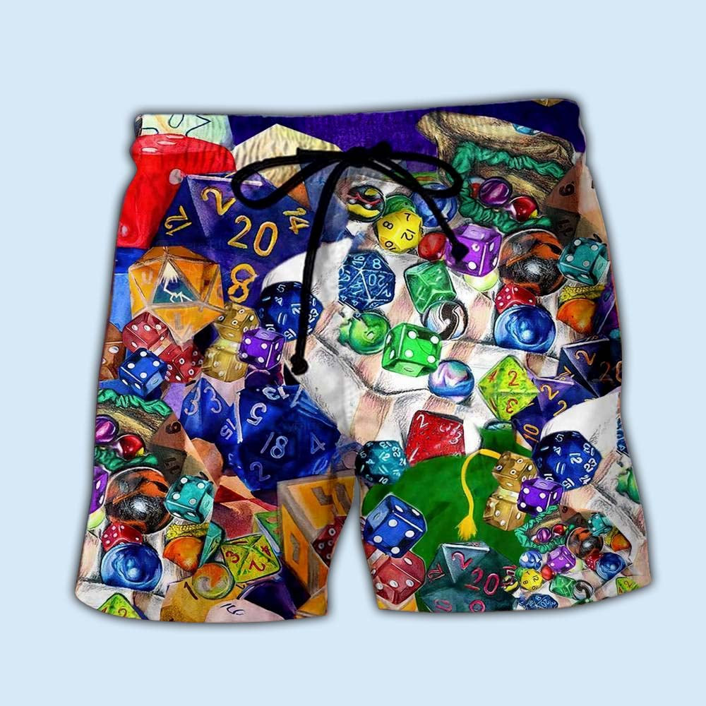 D20 Dice Wisdom Fantasy Beach Shorts For Beach Trips And Relaxed Vacation Styling