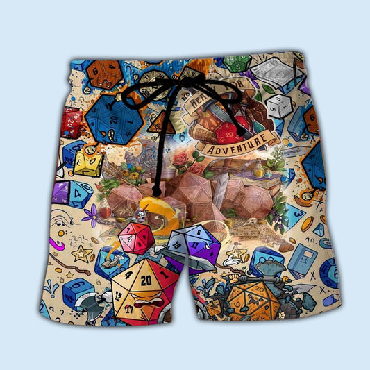 D20 Twinkle Ready For Adventure Beach Shorts Graphic Detail For Resort Trips And Casual Outings