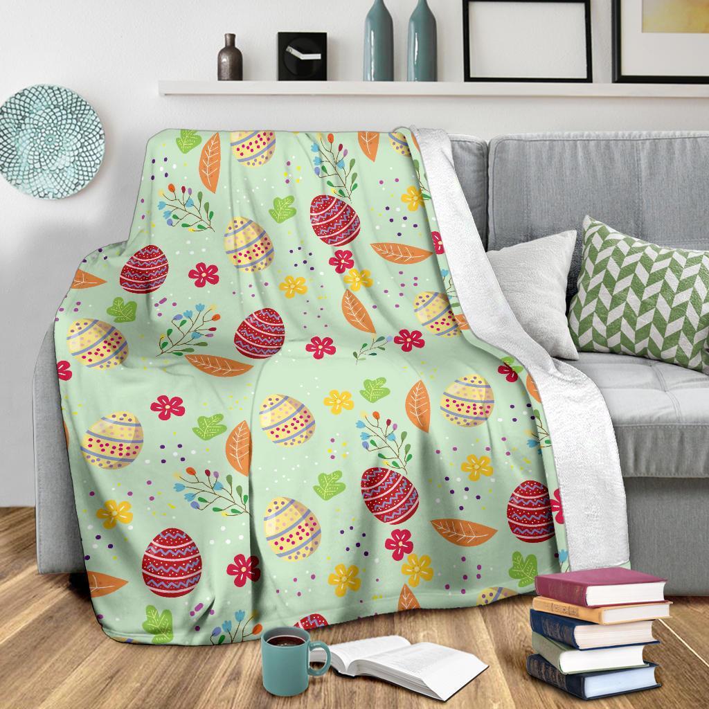 Colorful Easter Egg Pattern Flannel Blanket For Cozy Bedroom Sofa Decor