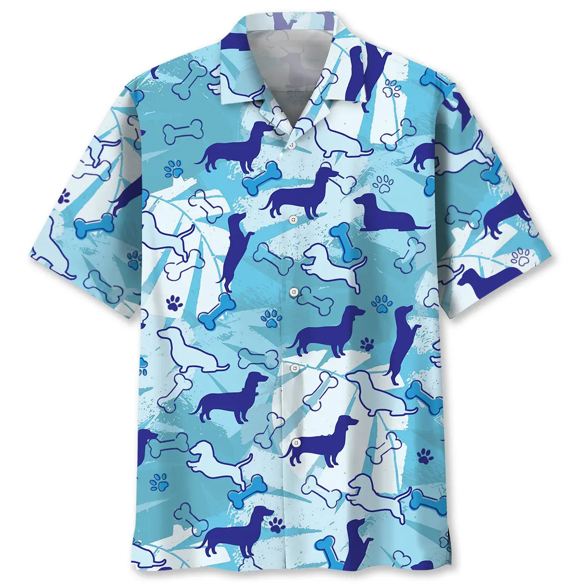 Dachshund Blue Hawaiian Shirt For Tropical Holidays, Outdoor Gatherings, And Everyday Comfort