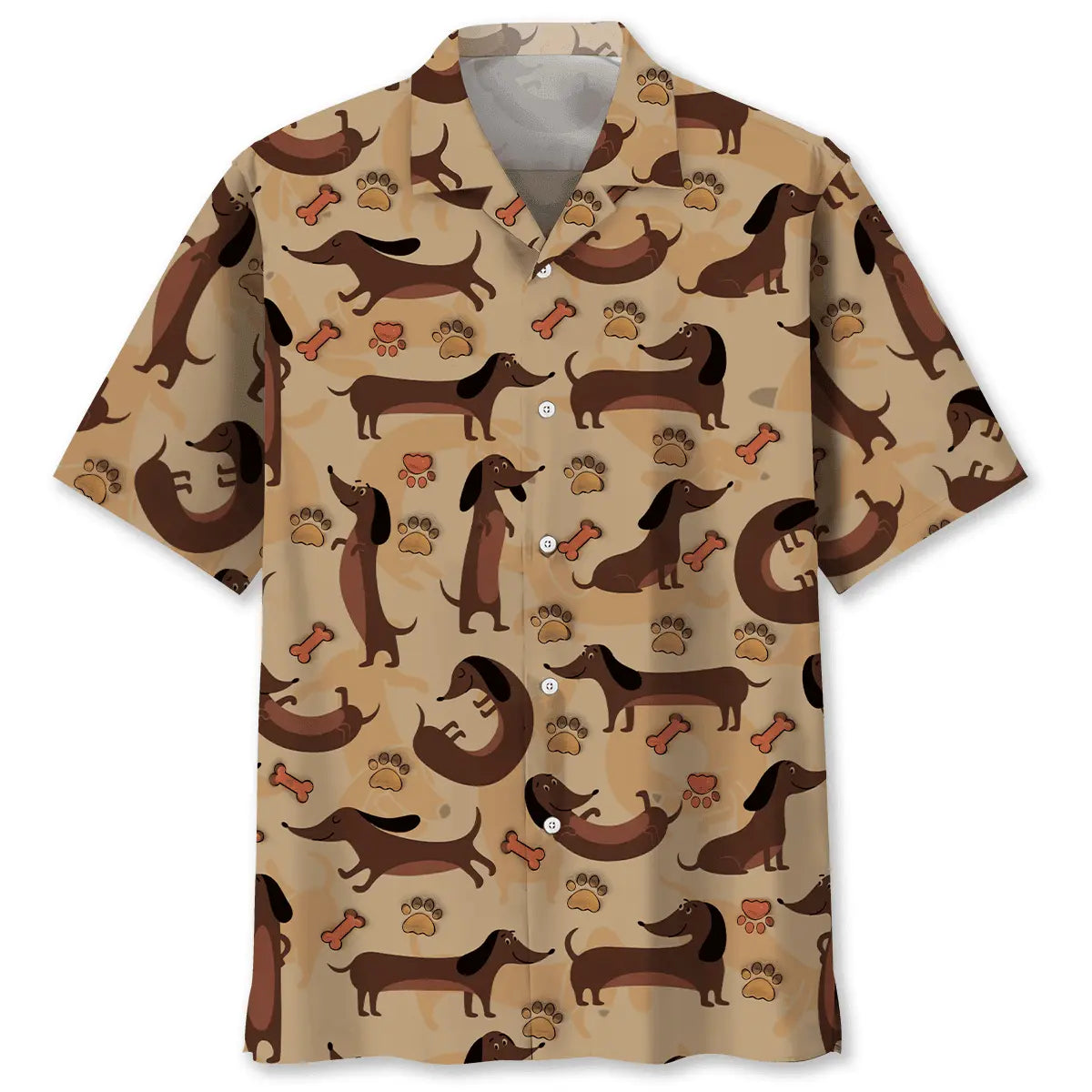 Dachshund Brown Hawaiian Shirt For Cruise Journey, Tropical Retreat, And Daily Summer Wear