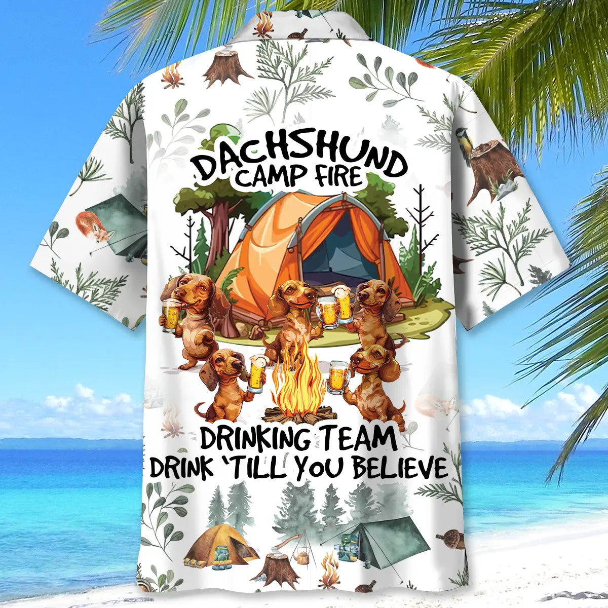 Dachshund Campfire Crew Hawaiian Shirt For Tropical Holiday And Travel Ready Style