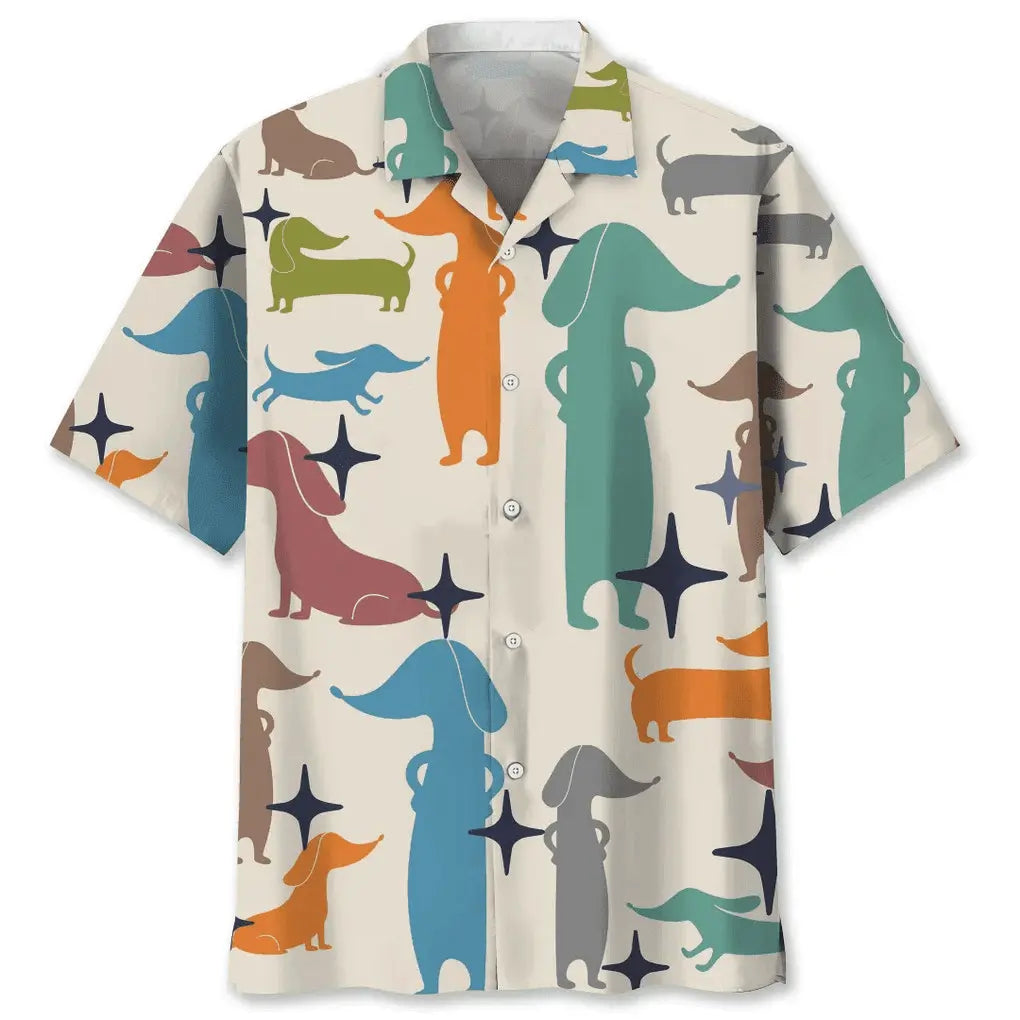 Colorful Dachshund Hawaiian Shirt For Tropical Holidays, Outdoor Gatherings, And Everyday Comfort